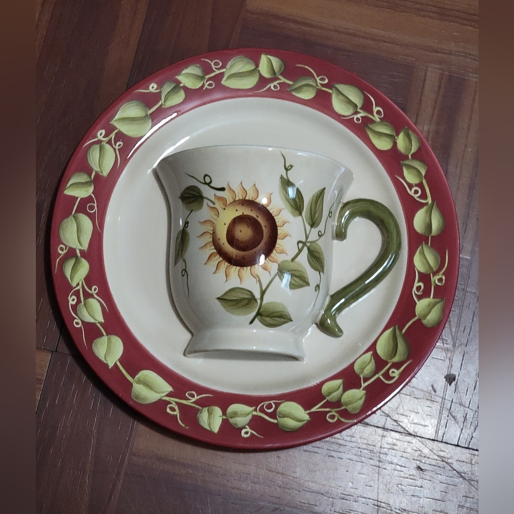 ☕️Sunflower Plate and Cup Plaque Hand🌻 - Picture 2 of 9